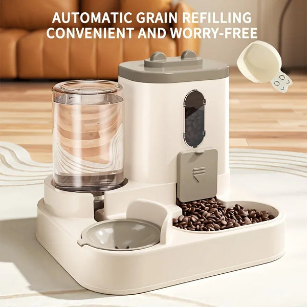 Katzen-Futterautomat Pawlio DuoFeeder | 2-in-1 Futternapf & Wasserspender | Vollautomatisch ohne Strom | Für Katzen & kleine Hunde