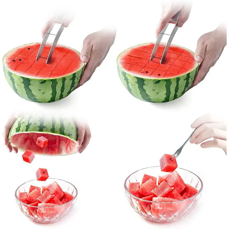 Wassermelonen-Schneider Melano CubeCutter | Edelstahl-Würfelschneider für Melone & Obst | Sicher, ergonomisch & schnell