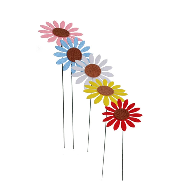 Floravento 5er-Set Sonnenblumen Gartenstecker | Vintage Metall-Deko | Wetterfest & UV-beständig | Für Garten, Balkon & Terrasse