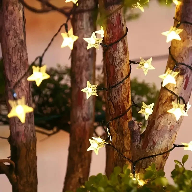 LumiStar Solar-Lichterkette Sterne | 8 Leuchtmodi | Wasserdicht & Energiesparend | Für Garten, Terrasse & Weihnachten