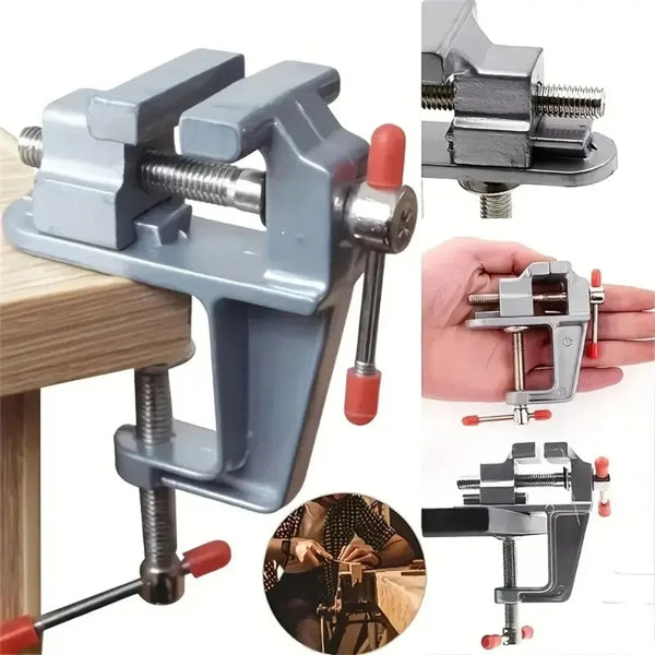 GripMaster Mini-Aluminium-Schraubstock | 360° drehbar & verstellbar | Kompakt & robust | Für DIY, Reparaturen & Modellbau | 7,2 × 8,2 cm