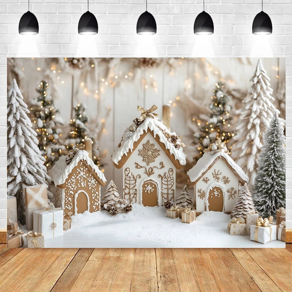 Holvinea | Weihnachts-Fotohintergrund | Miniatur-Weihnachtshaus & Baum | Kinder & Familien Portrait Deko | Vinyl/Polyester/Flock | 300×200 cm