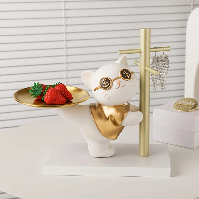 Charmoko Deko-Aufbewahrung mit Glücksbringer | LuckyCat & LuckyRabbit | Schmuck- & Schlüsselablage | Stilvolle Wohnaccessoires