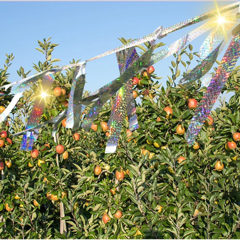 AgriGuard FlashWing Reflektierende Vogelschutz-Ribbon 80 m | Doppelseitig reflektierend | Wetterfest für Obstgarten & Feld