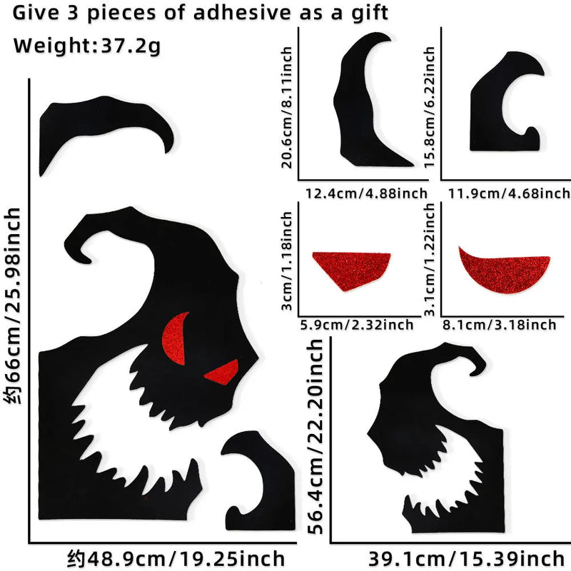 Halloween-Deko SpookyStick | Filz-Aufkleber für Türen, Fenster & Wände | Kürbis, Geist, Hexenhut & Skelett-Hand