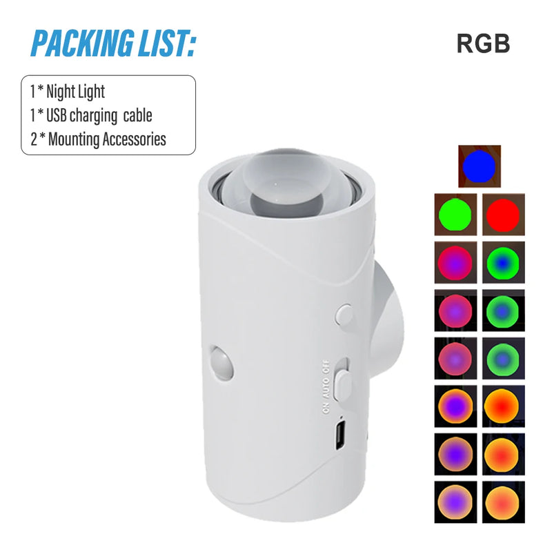 LED Sensor Nachtlicht LumiSpot Flex | Bewegungsmelder & RGB-Ambiente | Wiederaufladbar & Magnetisch