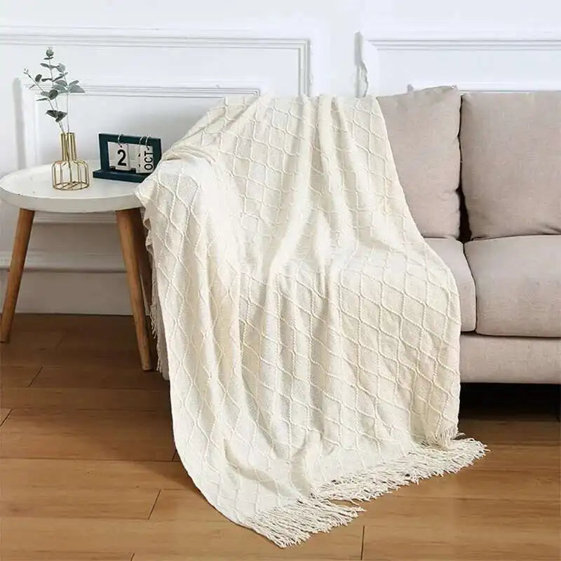 Strickdecke NordicEase | Weiche Sofa- & Bettdecke | Wohndecke im Skandi-Design | 130 × 160 cm