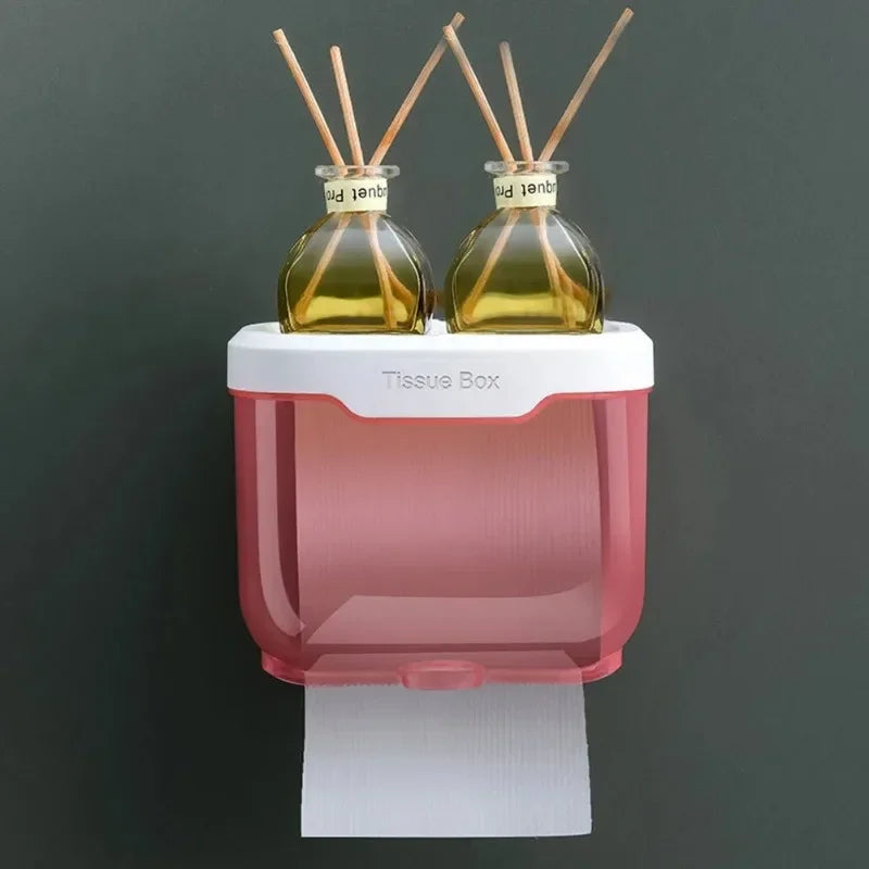 Wandmontierter Toilettenpapierhalter | Mit Regal & Wasserdichter Box | Modern & Platzsparend