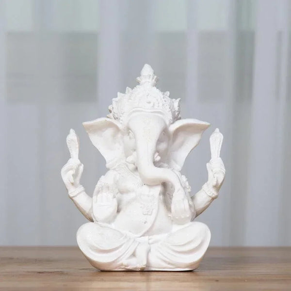 Anuvira | Ganesha Elefantenstatue | Handgefertigte Sandstein-Optik | Spirituelle Dekofigur für Zuhause & Meditation | 7,5 × 6 × 9,5 cm