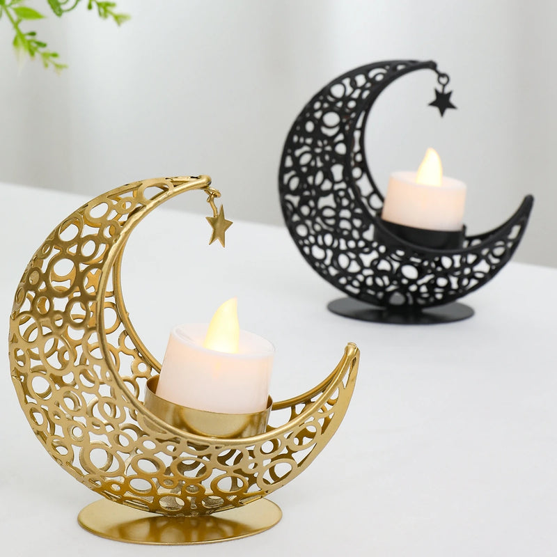 LumiNoor Ramadan Kerzenhalter | Mond-Design | Stimmungsvolle Deko | Metall