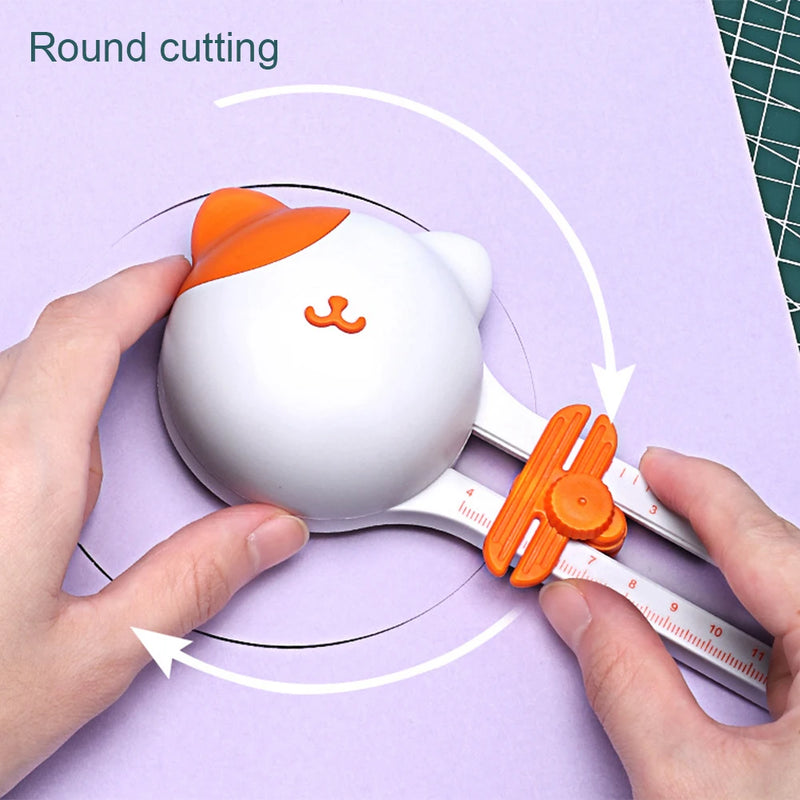 Cutella CircleCat Kreis-Schneidwerkzeug Katze | 360° Rotierender Rundschneider | Für Papier & Fotos | 10–32 cm Durchmesser
