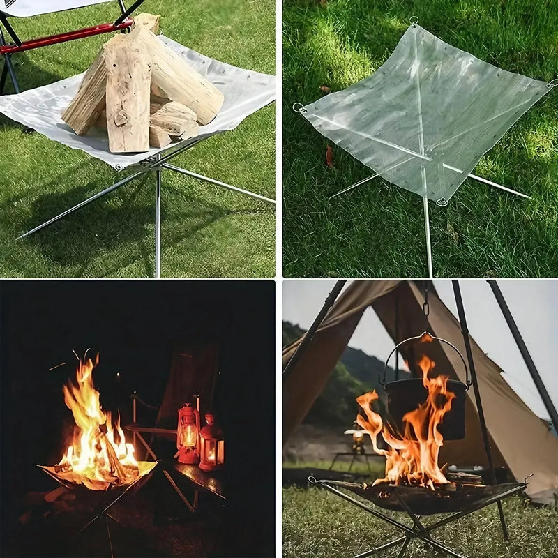 FlameFold | Tragbare Feuerstelle aus Edelstahl | Faltbar & Mit Transporttasche | Ø 42 cm