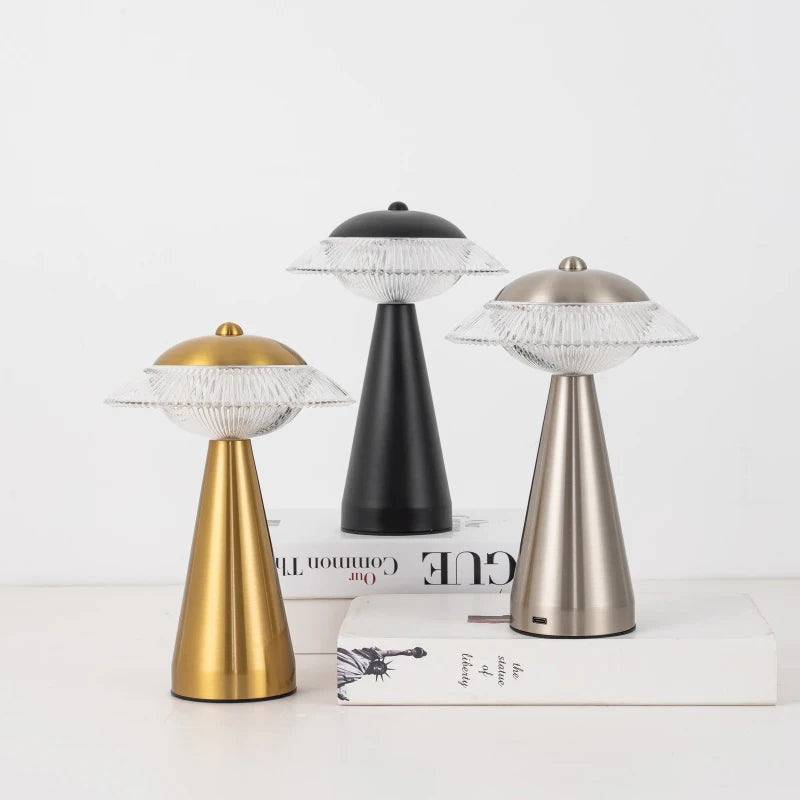 LED Tischlampe Aurelio | Touch-Steuerung & Stufenlos dimmbar | Wiederaufladbar | 3 Lichtfarben | Eisen & Acryl | 23 × 16 cm