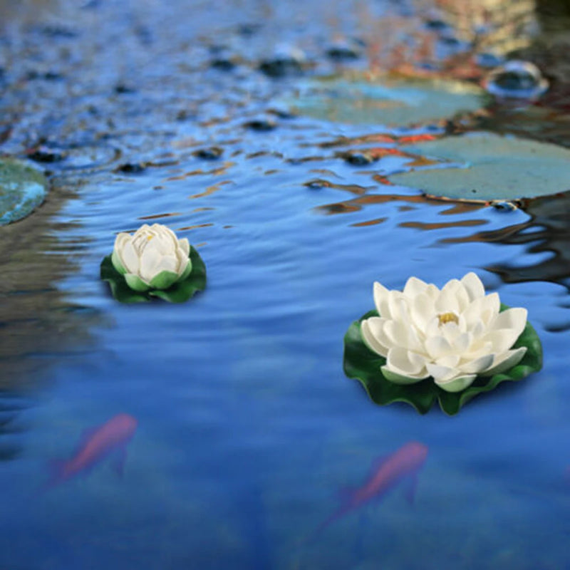 AquaLumea Schwimmende Seerosen Deko | 6er-Set | Realistische Teichblumen aus Schaumkunststoff | Für Garten, Pool & Innenbereich