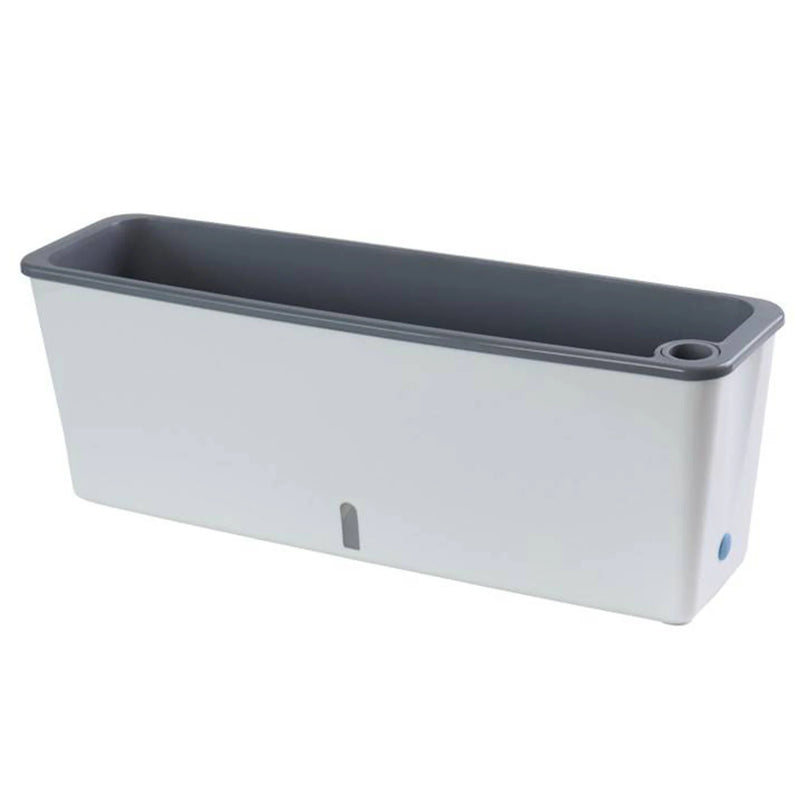 Plantory DuoFlow Selbstbewässernder Blumentopf | Doppelkammer-Design mit Wasserstandsanzeige | 43,5 x 12 x 11 cm | Für Kräuter & Zimmerpflanzen