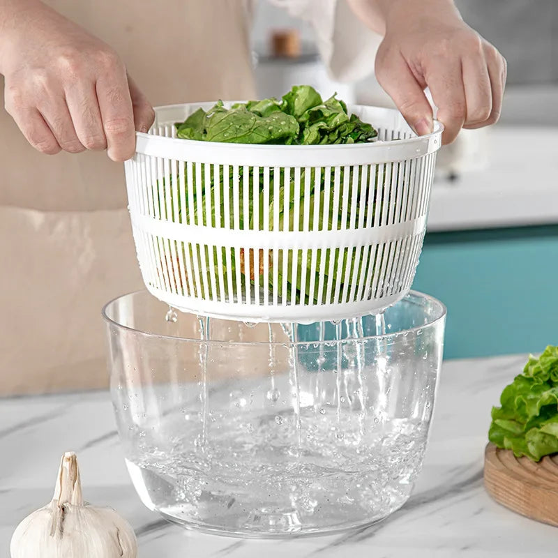 Salatschleuder Spinavera Pro | 3-in-1 Gemüsetrockner & Waschkörbchen | Hebeltechnik & Stopptaste | 21×16×15 cm