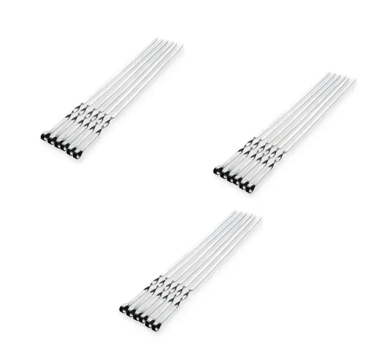 GrillSpear Grillspieße 55 cm | Set aus 6 | Edelstahl mit Buchenholzgriff | Extra Lang & Hitzebeständig