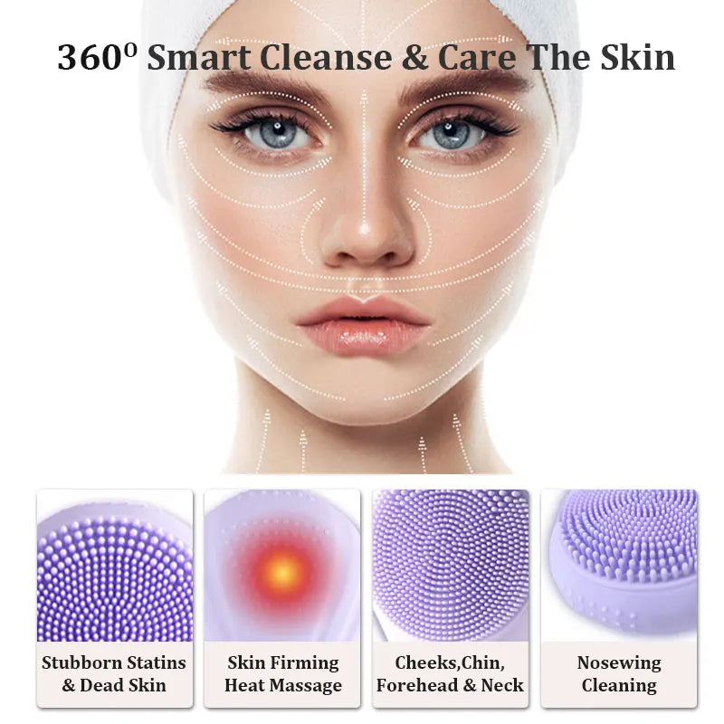 Gesichtsreinigungsbürste LumiGlow | Sonic-Technologie & Anti-Aging-Massage | Silikon & kabellos wiederaufladbar