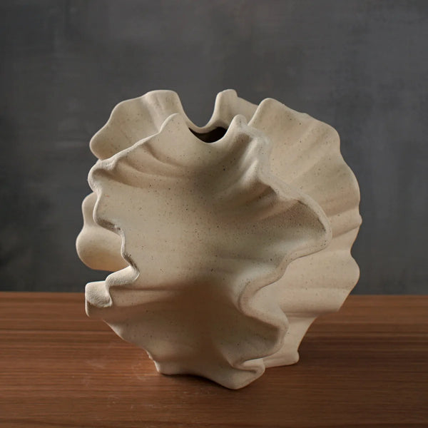 Scandiva | Keramikvase Korallenform | Nordisches Design | Beige Matt