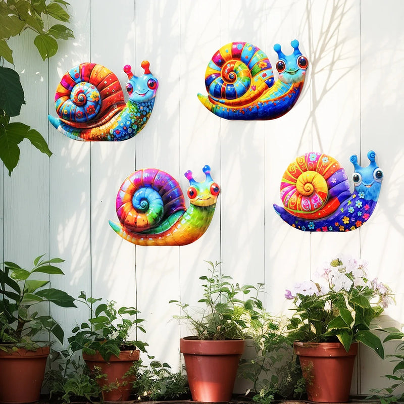Gartentiva Metall-Wanddeko Schnecke | Wetterfeste Gartendeko aus Metall | Für Zaun, Terrasse & Innenräume | 21,5 × 13,5 cm