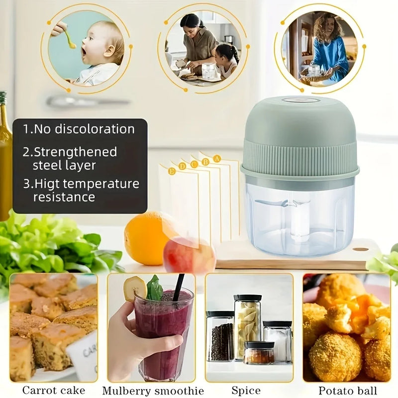 Mini Elektrischer Zerkleinerer | 250 ml | USB-aufladbar | Knoblauch-, Gemüse- & Fleischhacker