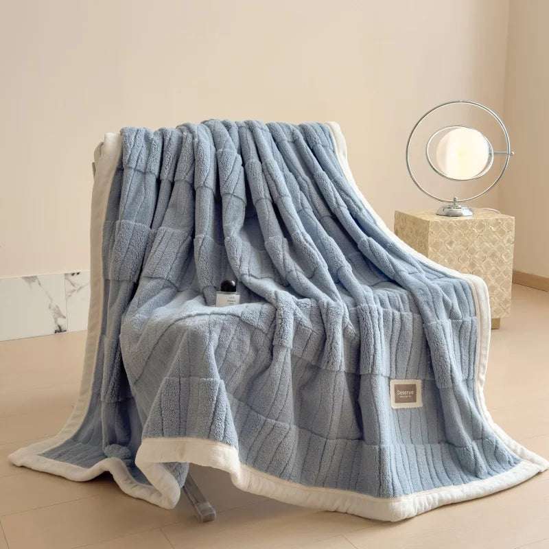 Veluvina Jacquard-Decke | Doppelseitige Yunxi-Velours Kuscheldecke | Hochwertige Winterdecke aus Coral Fleece | Warm, Weich & Luxuriös für Sofa & Bett