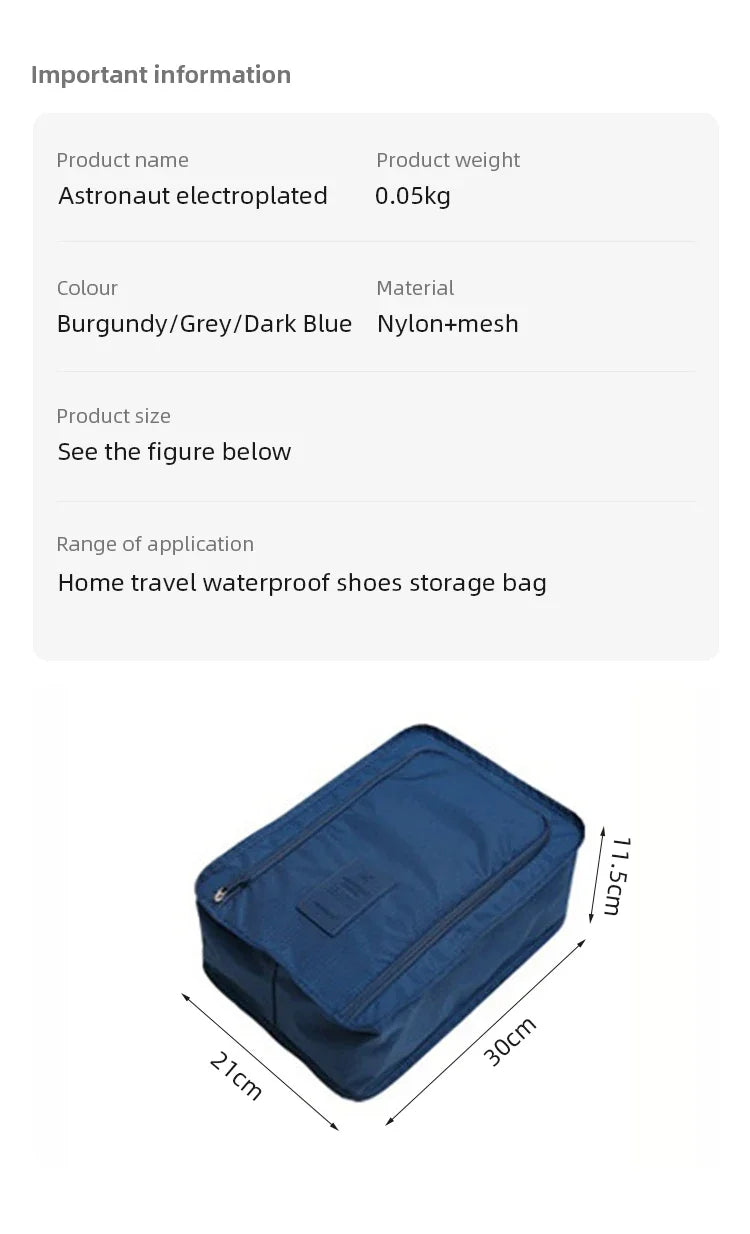 TravelShoe Cube Wasserdichte Reise-Schuhaufbewahrung | Faltbare Schuh-Tasche mit Netzfach | 21 × 30 × 11,5 cm