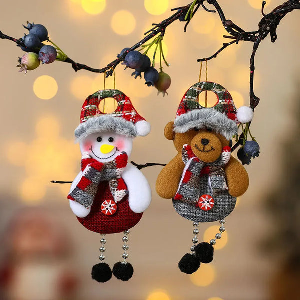 Weihnachtsanhänger Set | 4er-Set Christbaumschmuck mit Schneemann & festlichen Motiven | Nordivio
