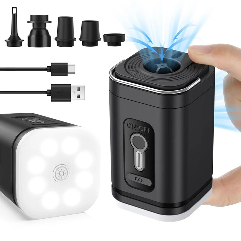 AirBreezy Mini Luftpumpe | Ultra Kompakt & USB-C Aufladbar | 5 Düsen | 200L/min Leistung