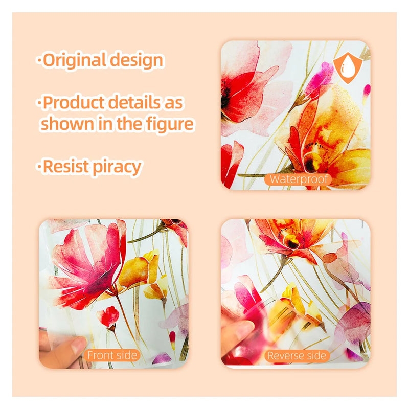 Lunaflora Wandsticker | Aquarell-Blumen & Schmetterlinge | Abnehmbar & Wasserdicht | PVC 42×50 cm