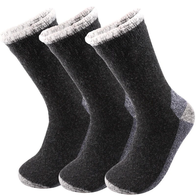 Merino Wollsocken Herren | Winter Thermo | 3er Pack | Frottee-Innenfutter & Mittel-Lang