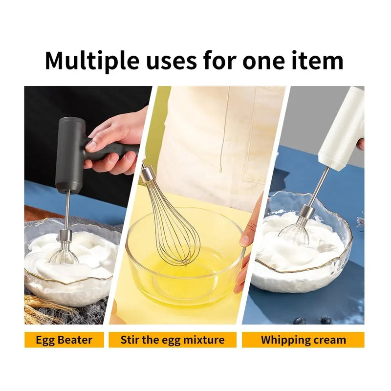 MIXORA Elektrischer Handmixer | 3 Geschwindigkeiten | Tragbar & Wiederaufladbar | 2 Aufsätze