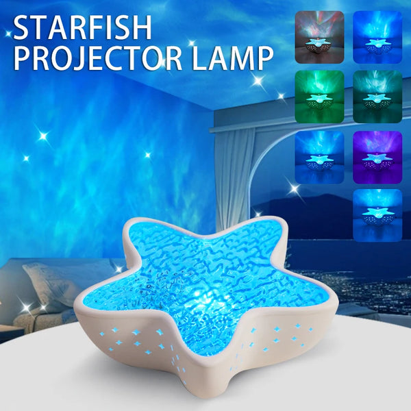 MARILUX Sternenmeer Projektor Lampe | 7 Farben | Ozeanwellen & Aurora-Effekt | Starfish-Design