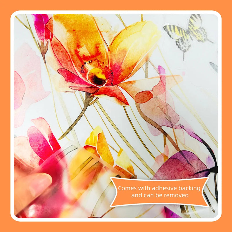 Floravio ButterflyBloom Wandtattoo Aquarell Blumen & Schmetterlinge | Selbstklebend & ablösbar | Für Wohnzimmer & Bad