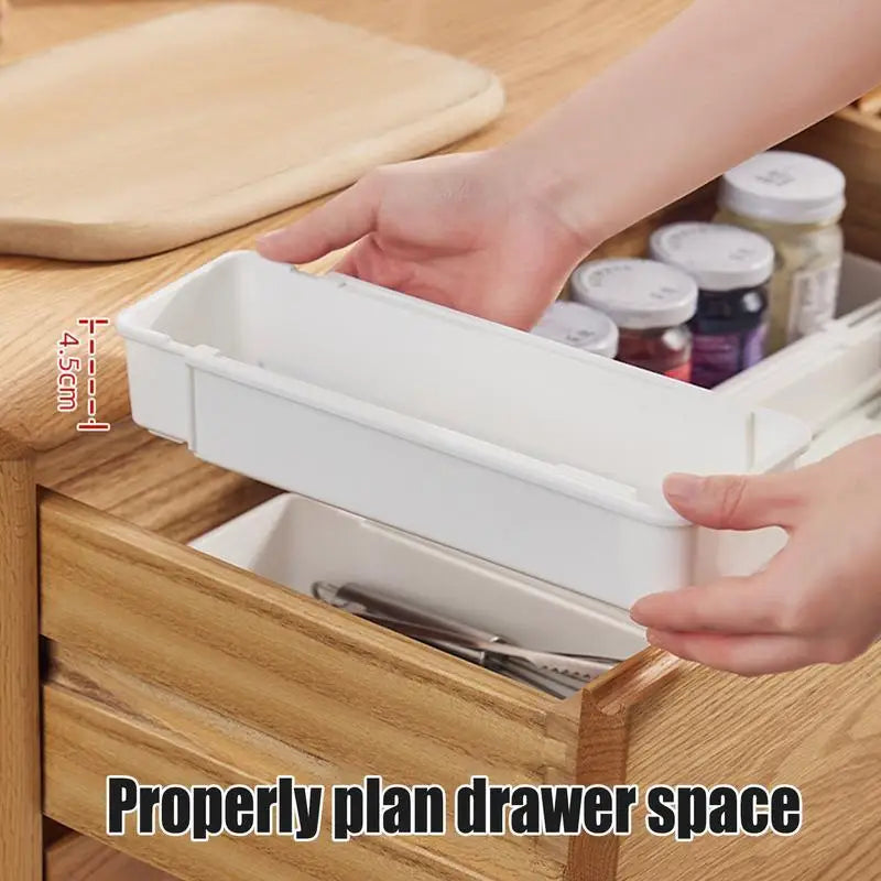 FlexiSort Besteckkasten | Ausziehbarer Besteck-Organizer | Flexibel & Platzsparend | Weiß