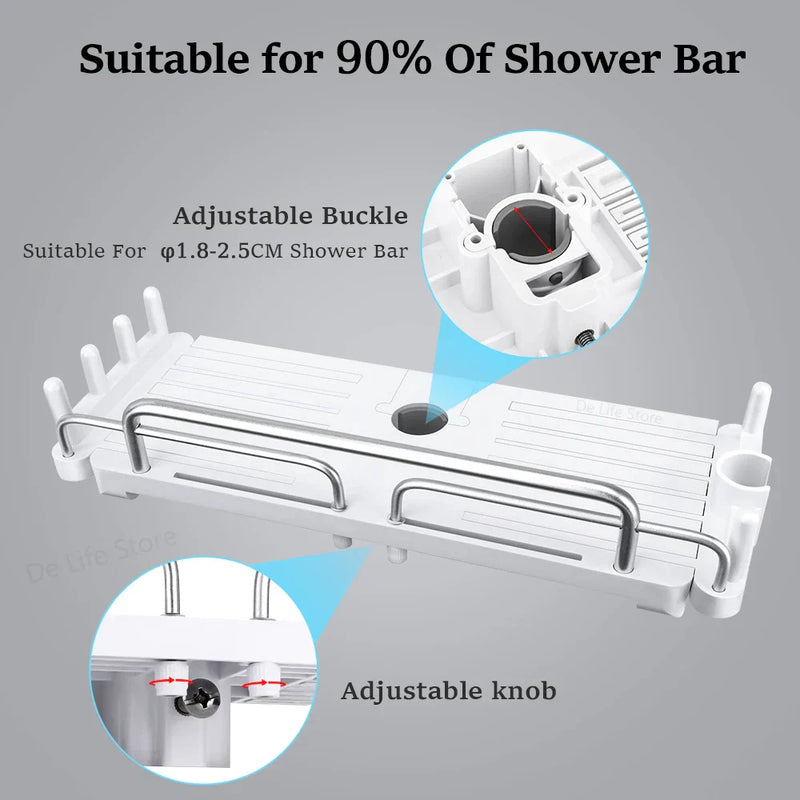 DuoShower Halter | Verstellbare Duschkopfhalterung & Ablage | 2-in-1 Design | Platzsparender Kunststoff