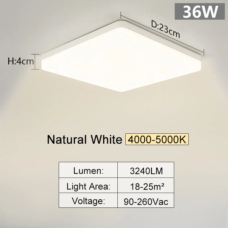 LumiSquare LED Deckenleuchte | Ultra-Flach & Modern | 18W/24W/36W/48W | Warm-, Neutral- & Kaltweiß