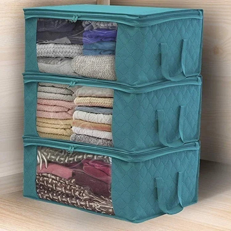 ClothView Aufbewahrungsbox | Mit Sichtfenster & Griffen | Faltbar & Atmungsaktiv | 49x36x21 cm