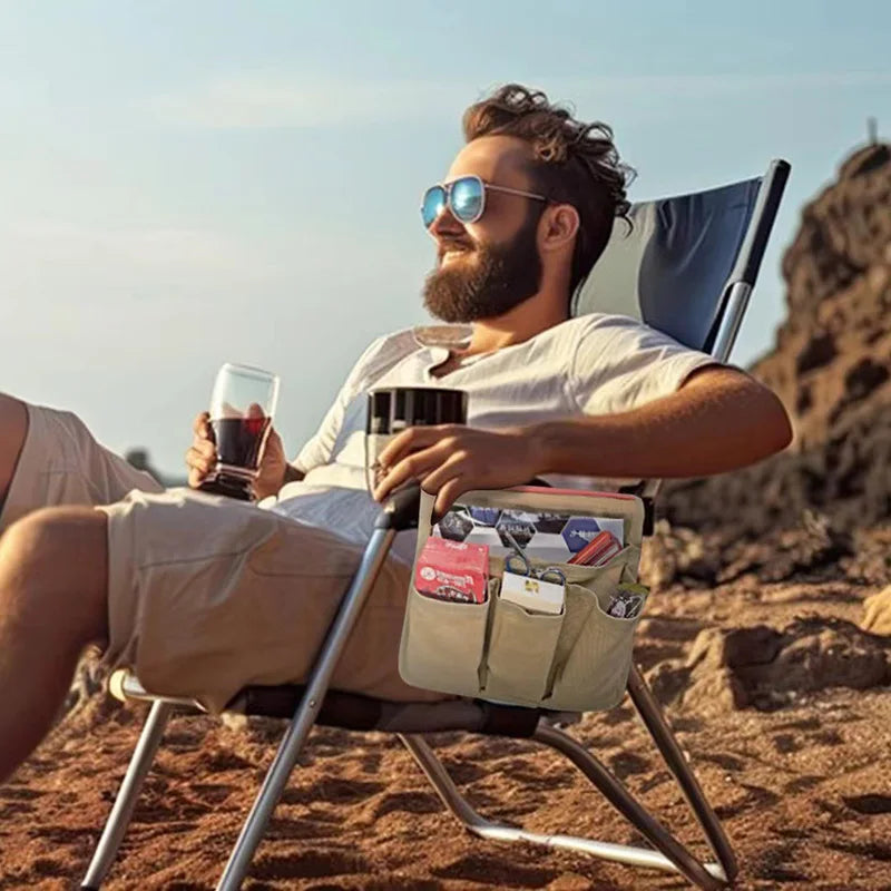 Trekvalo SideStow Seitentasche für Campingstuhl | Robuste Aufbewahrung für Outdoor & Angeln | Canvas