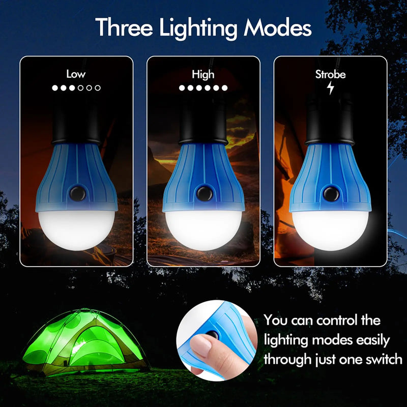 Zeltlampe LumoTrek mit Karabiner | 3 Leuchtmodi & 3 LEDs | Kompakt & Leicht | Für Camping, Wandern & Notfälle