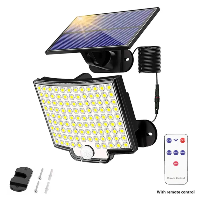 SolNova Solar Außenleuchte 106 LED | Bewegungsmelder & Fernbedienung | IP65 Wasserdicht | 3 Leuchtmodi | Trennbares Solarpanel