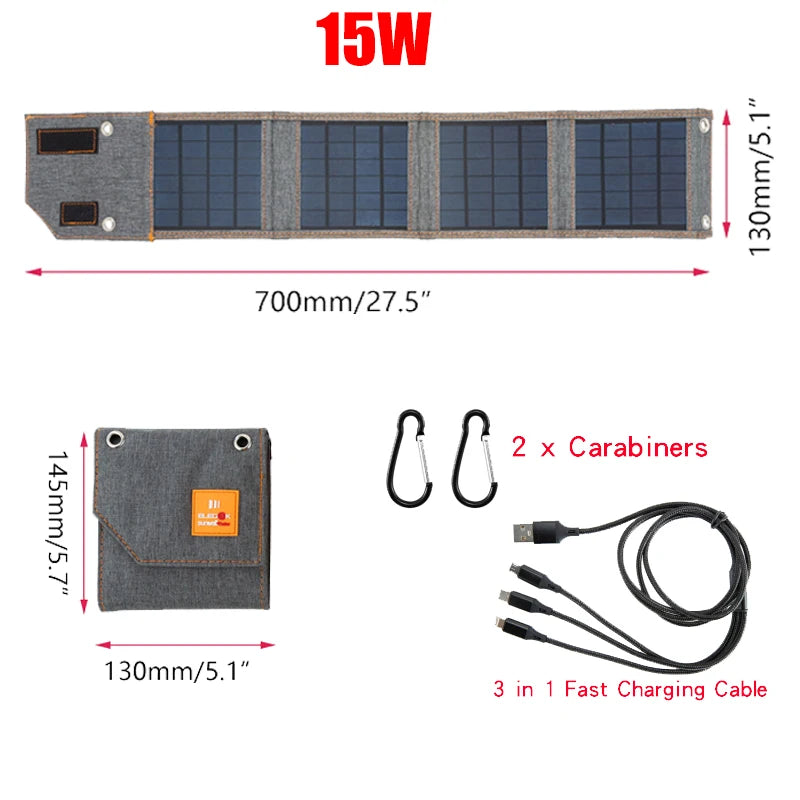 Faltbares Solarpanel HeliGo Light | 15–30 W | USB-Ausgang & 3-in-1-Ladekabel | Ultraleicht & Tragbar | Für Camping, Wandern & Notfälle