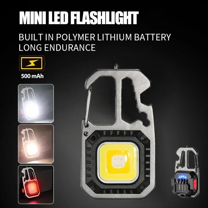 LUMOTASK Multifunktions-LED-Lampe | Mini Taschenlampe mit Werkzeug, Notfallhammer & USB-C-Aufladung | 6 Lichtmodi | 500 mAh Akku