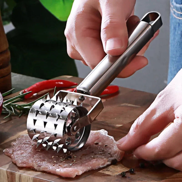 SteelTender Fleischklopfer | Edelstahl Fleischzartmacher mit Schlagkopf | Für Steak, Schnitzel & Schweinefleisch | 18 cm