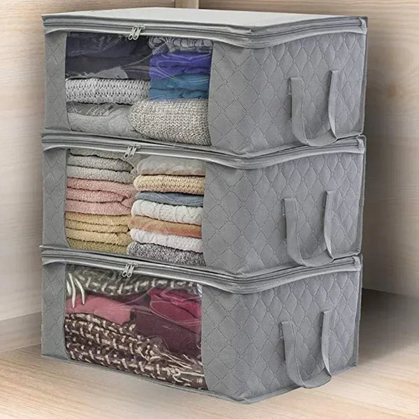 TexturaBox Faltbare Aufbewahrungsbox 49×36×21 cm | Mit Sichtfenster & Reißverschluss | Für Kleidung, Decken & Spielzeug