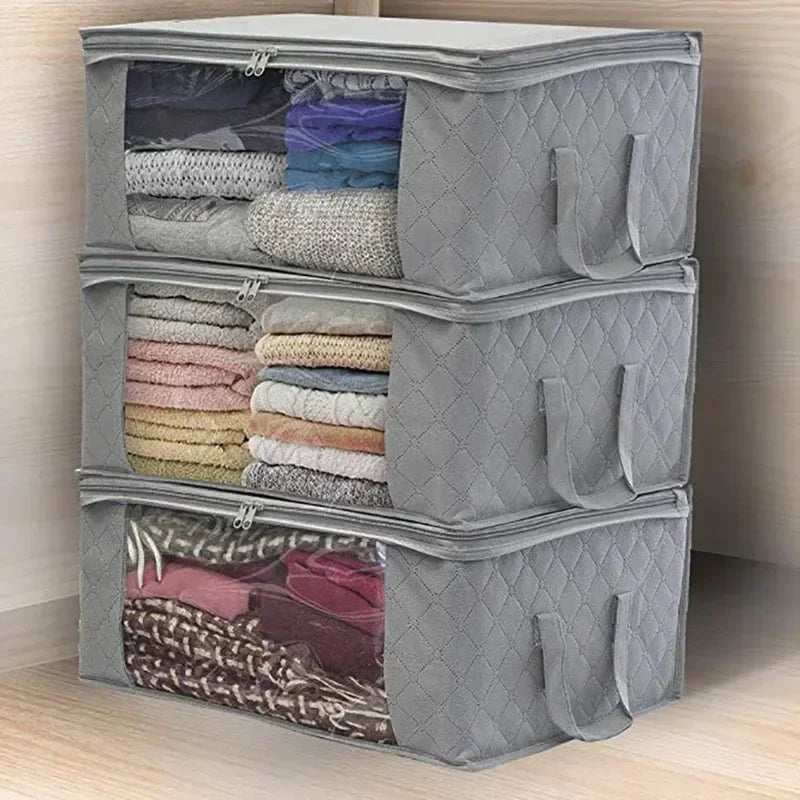 TexturaBox Faltbare Aufbewahrungsbox 49×36×21 cm | Mit Sichtfenster & Reißverschluss | Für Kleidung, Decken & Spielzeug