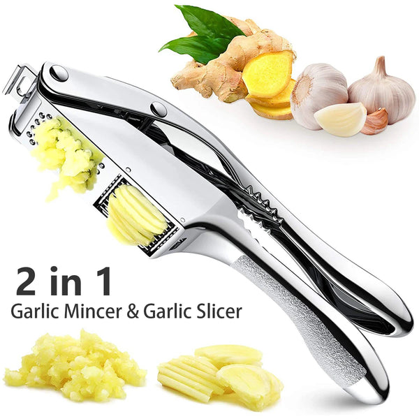 Knoblauchpresse GarliXpert DuoCut | 2-in-1 Zerdrücken & Schneiden | Ergonomisch & Rostfrei | 21×6,5 cm | Aluminium & Edelstahl