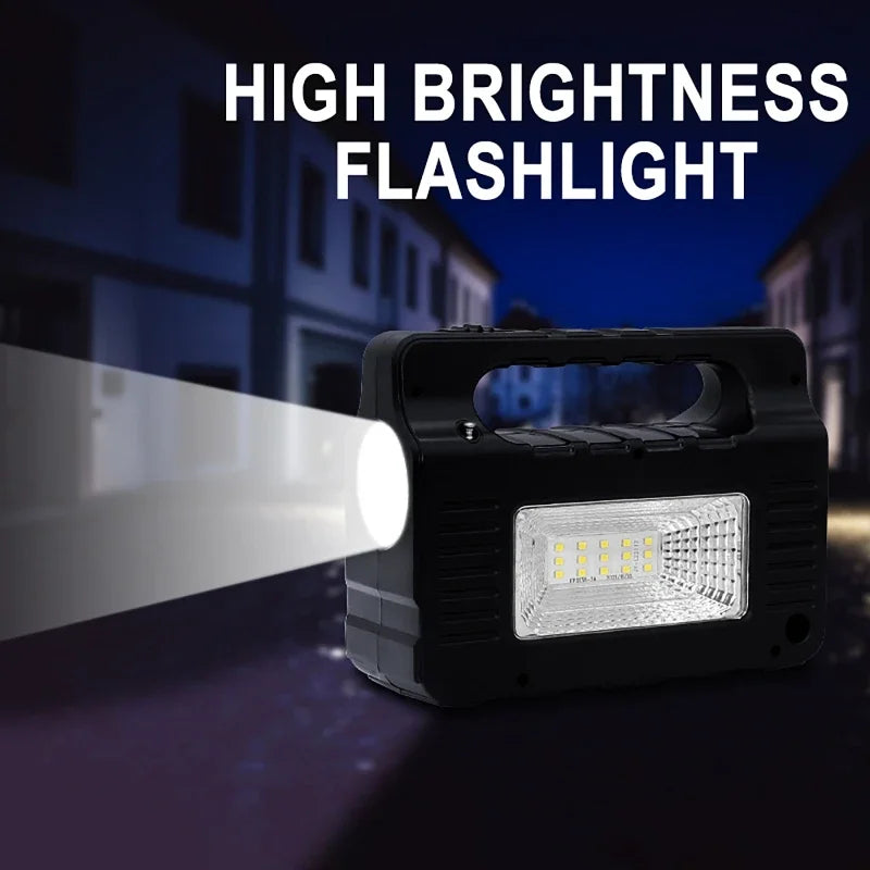 Solar-Multifunktionsgerät Solariq Pro | Licht, Powerbank, Radio & Bluetooth-Lautsprecher | Inkl. 3 LED-Lampen & Solarpanel-Anschluss