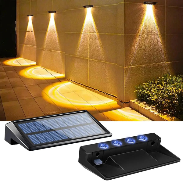 LumaGlow DecoLine Solar-Zaunleuchte RGB/Warmweiß | Farbwechsel & IP65 Wasserdicht | Art-Deco Design | Für Garten, Terrasse & Treppen