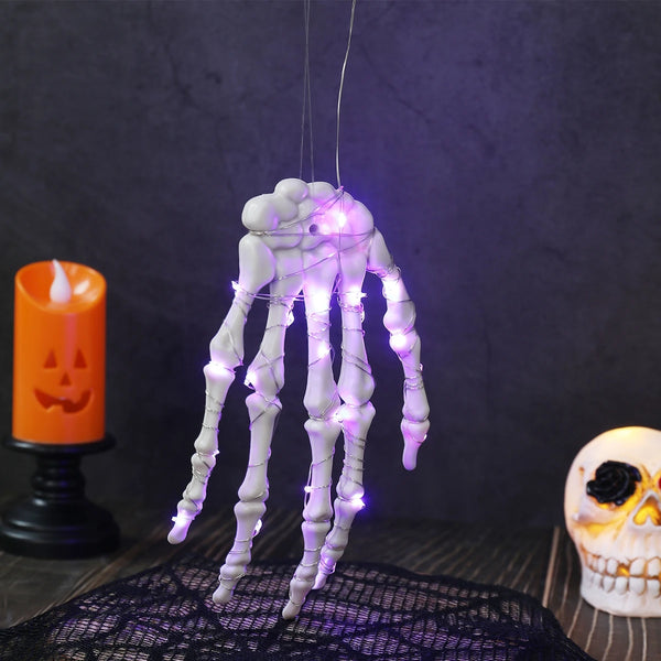 Halloween Lichterkette BoneGlow | Skelett-Hand Design | Kunststoff | Party-Deko